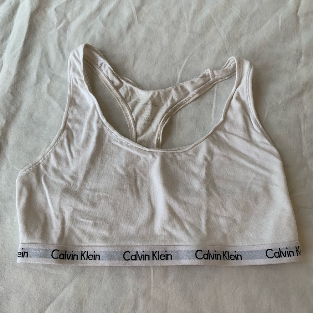 Calvin Klein White Cotton Lounge Sports Bra Size S